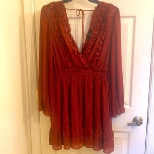 Rust Orange with white polka dots plus sized dress